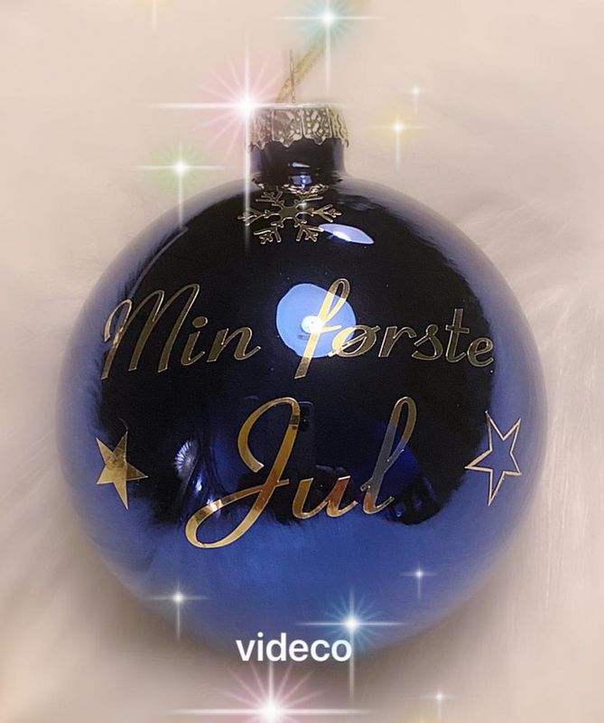 Julekule m/navn- mørk blå