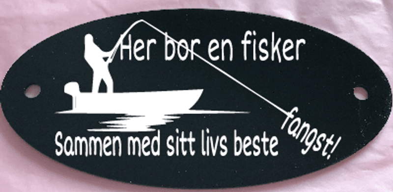 Akrylskilt - Her bor en fisker