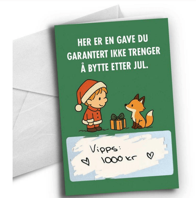 Hovedbilde Julekort med skrape felt  -  Her er en gave