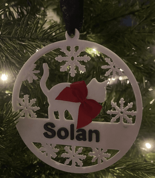 Julekule  - katt , hvit