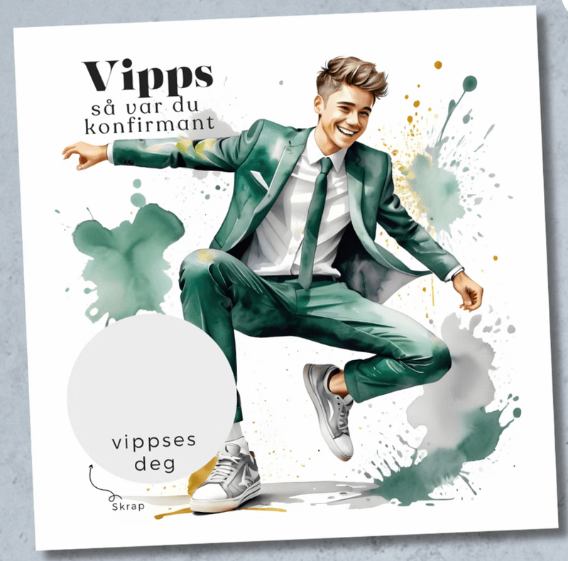 Vipps konfirmasjonskort - Dress grønn