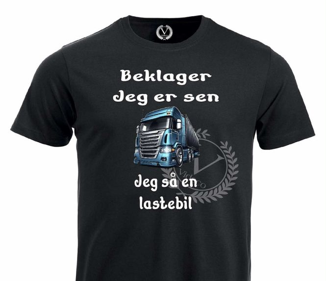 Hovedbilde T-shirt -  Beklager jeg er sen, jeg så en lastebil