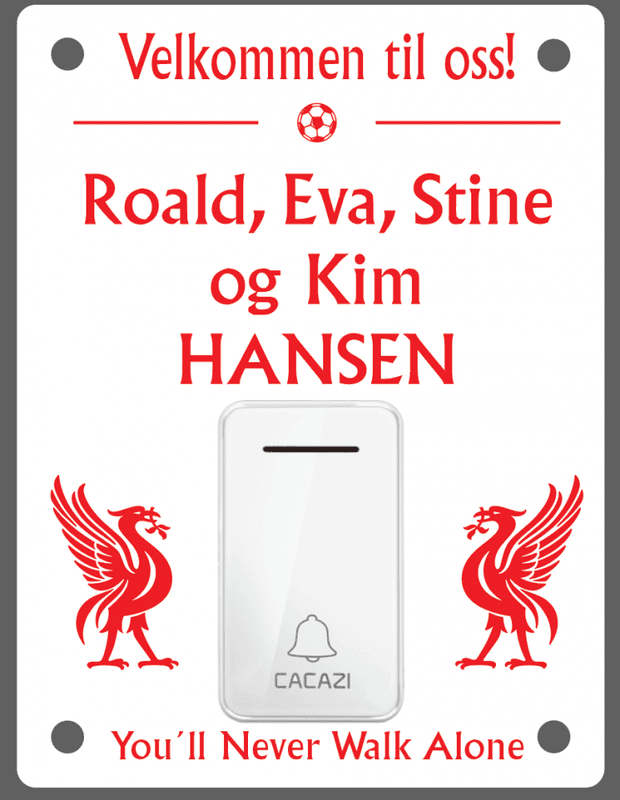 Veggskilt m/trådløs ringeklokke 