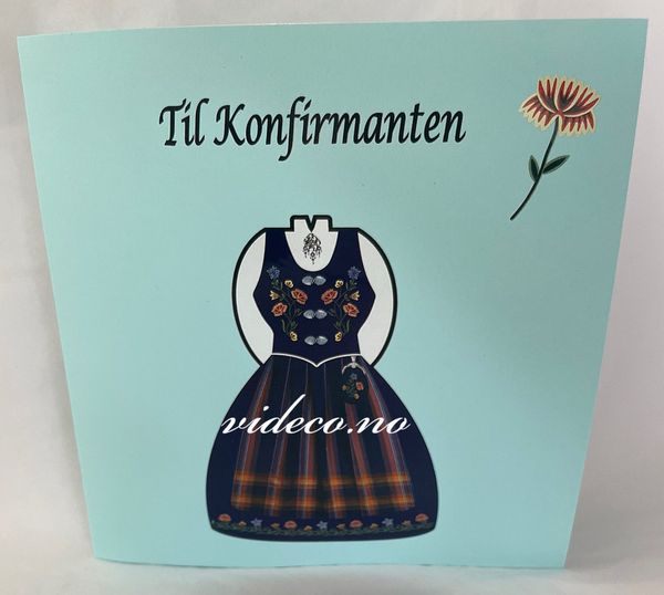 Kort - Bunad , lys blå