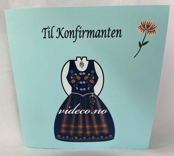 Hovedbilde Kort - Bunad , lys blå