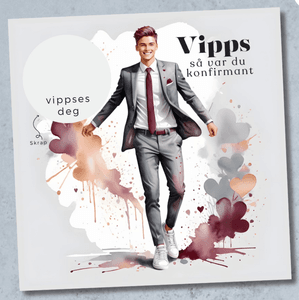 Hovedbilde Vipps konfirmasjonskort - Dress burgunder