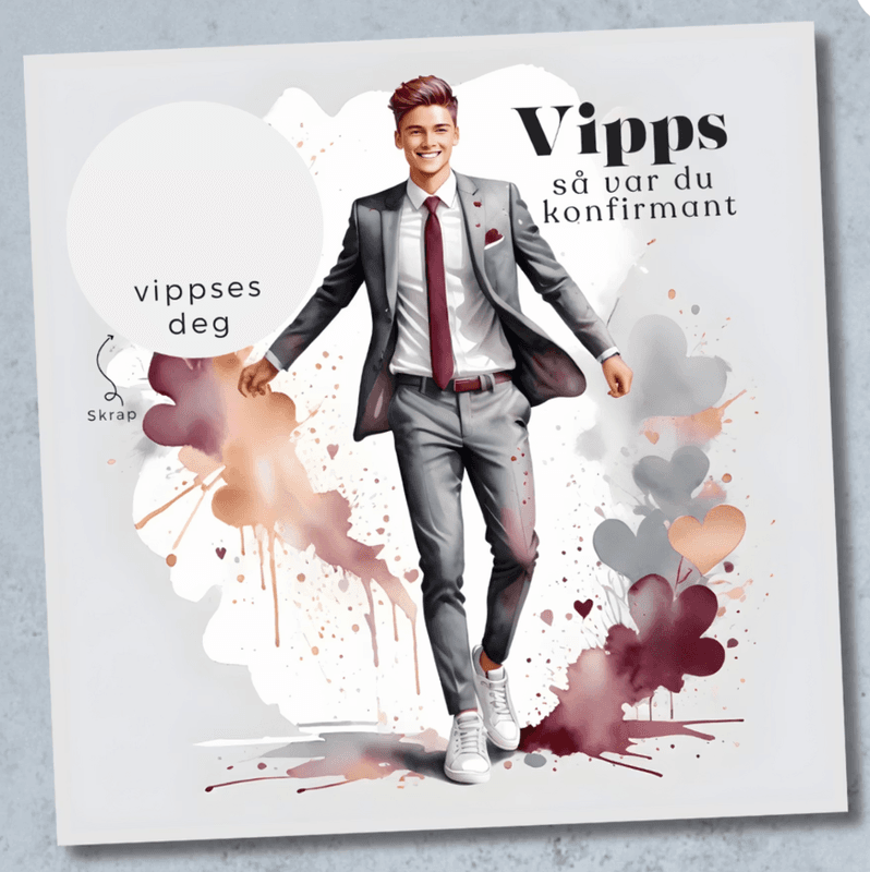 Vipps konfirmasjonskort - Dress burgunder